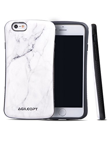 iPhone 6 / 6s Plus Case, Agileopt 3D Embossed Painting Case for iPhone 6 / 6s Plus(5.5") - White Marble Pattern - 2 Layer Shock Absorbing Design for Drop Protection &amp; Scratch Resistance