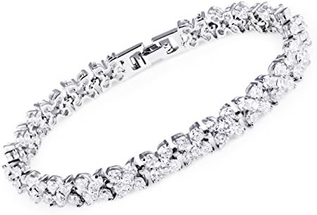 ASTERIA Jewelry Fashion Titanium Platinum Plated Swarovski Elements Cubic Zirconia Stone Bracelet Simple Korean Style in a Gift Box