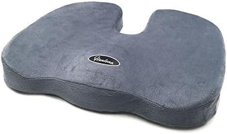 Memory Foam Office Chair and Car Seat Cushion For Back, Sciatica and Tailbone Pain (1, Grey)