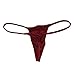 Jaxu Men's Micro Thong Drawing String Mini Bikini Guys Underwear Narrow Pouch Male Shiny T-Back Lingerie Wine Red M