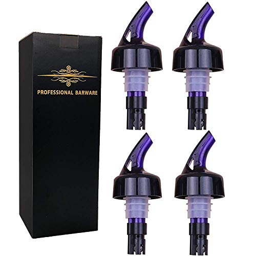 Automatic Measured Bottle Pourer - Quick Shot Spirit Measure Pourer Drinks Wine Cocktail Dispenser Home Bar Tools Pack of 4, 1 oz (30 mL) (purple)