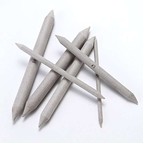 Slendima 6 Pcs Durable Art Drawing Pens, Blending Stump Smudge Pastel Charcoal Tortillon Sketch Art Drawing Tools - Grey