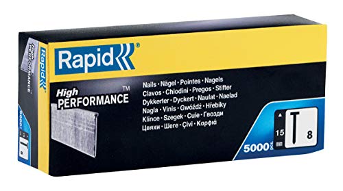 Rapid Type 8 nails, 15 mm, 18 Gauge Steel Brad Nails, 5,000 Pieces