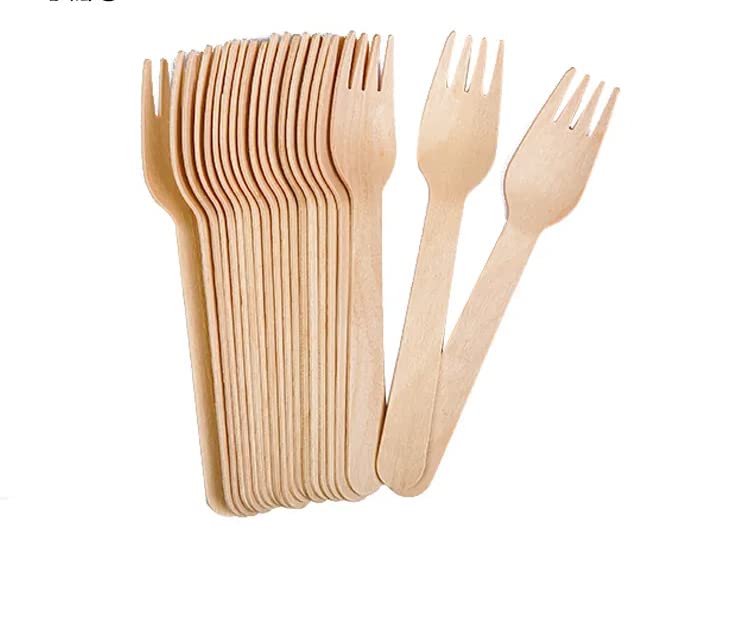 Photo 1 of 100 pack Wooden Forks Disposable A-Grade cutlery, Compostable, Birch Wood Spoons 6.3 inch length, Eco-friendly