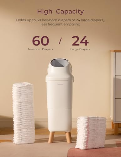 Momcozy Bote de Pañales con Control de Olores Patentado de Triple Sellado, Apertura Amplia, Altura Ergonómica, Gran Capacidad con Ventana de Visualización, Cierre de Seguridad a Prueba de Niños