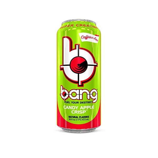 Bang Caffeine Free Candy Apple Crisp Energy Drink, 0 Calories, Sugar Free with Super Creatine