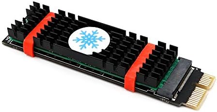 NGFF(M.2) nvme M Key SSD to PCI- E 1X Adapter Heatsink(Vertical Installation) (Black)