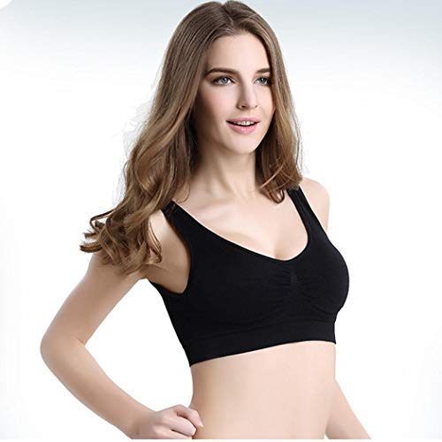 Yirind Women Seamless Stretch Yoga Sports Bra Wirefree Unpadded Full Coverage Workout Bras (S-4XL) Black