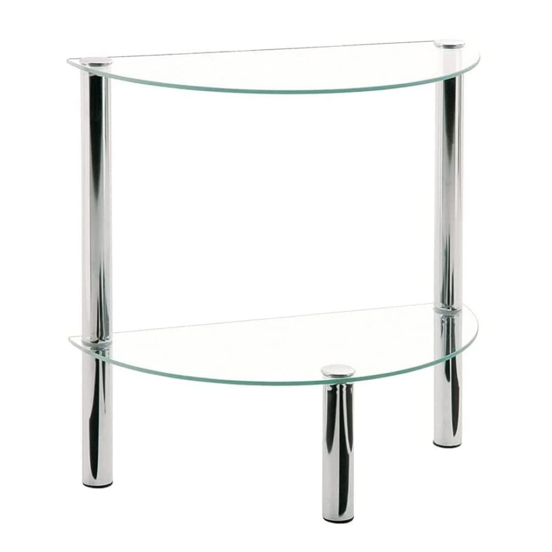 HAKU End Table Chrome, Metal, Tempered Glass - Dim.: W 45 cm X H 47 cm X D 22 cm, Style: Modern
