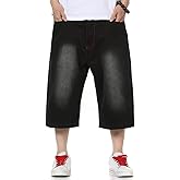 Kinghua Baggy Jean Shorts for Men Casual Loose Fit Hip Hop Skateboard Denim Shorts