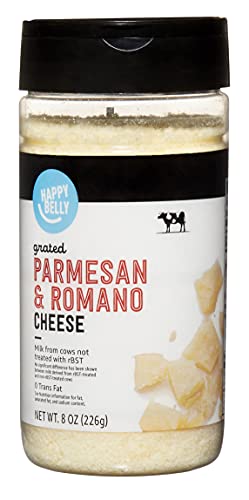 AMAZON BRAND – HAPPY BELLY GRATED PARMESAN AND ROMANO CHEESE SHAKER, 8 OUNCE (PACK OF 1)