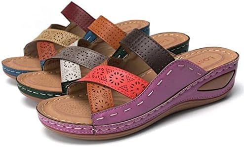 Women's Wedge Sandals With Arch Support - Hollow Out Orthopedic Beach Slides & Platform Slippers