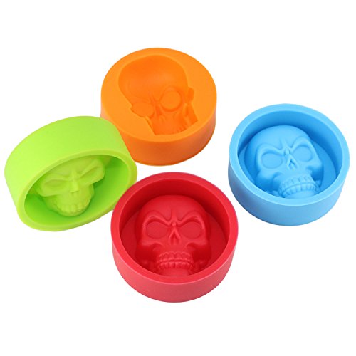 Mujiang Halloween Skeleton Skull Head Silicone Chocolate Candy Muffin Molds (Set of 4), 4 Colors - Thumbnail 7
