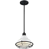 Nuvo Newbridge-1 Light Small Pendant in Farmhouse Style-9.75 Inches Wide by 8.25 Inches High-Gloss White/Black Finish