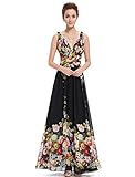 Ever Pretty Women's Sexy Double V-Neck Floral Printed Chiffon Maxi Dress 09636