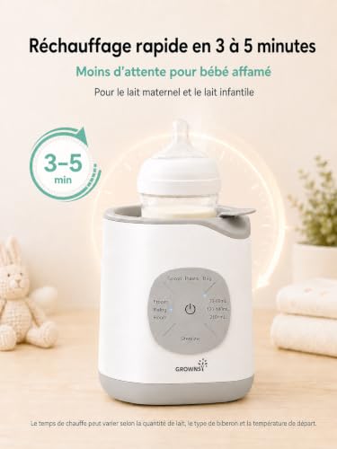GROWNSY Smart Baby Bottle Warmer, Pre-programmed Fast Milk Warmer with Temperature Control, Soft Defrosting, Small Jar Warmer and Steam Sterilizer, for Breast Milk, Infant Milk