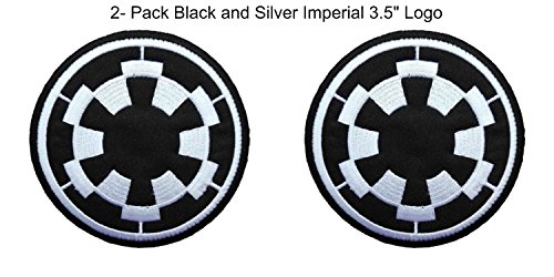 (2- Pack) Star Wars Black and Silver Imperial Logo Iron/Sew-On Embroidered 3.5" Patch