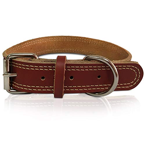 Leather Dog Collar Medium Large XL Plain Tanned Luxury Real Genuine Leather Best Big Dogs