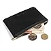 DEEZOMO Genuine Leather Simple Credit Card & Coin Wallet with Zipper for Men and Women - Black