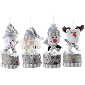 Groep lieveheersbeestje voor snoep en caramel met kerstfiguren om op te hangen