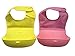 MadisonRose Silicone Baby Bibs, Comfort-Fit Fabric Neck, Rolls Up for Storage, Pink/Yellow