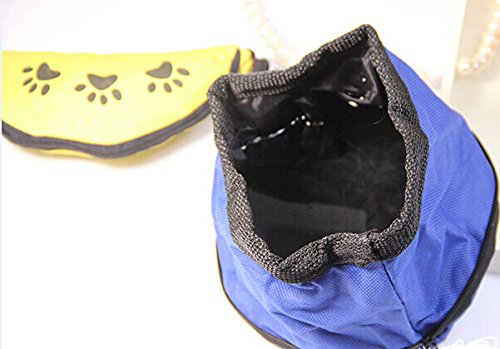 Zippered Collapsible Fabric Jardin Dog pet bowls water bowl drinking utensils random color