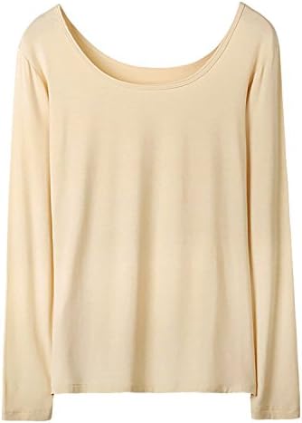 Lucao High Elasticity Round Neck Long Sleeve Solid Color Bottoming Shirt T-Shirt Nude-3XL