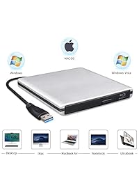 MthsTec USB 3.0 External Bluray DVD Drive, Slim Portable DVD CD Burner Blu-Ray Combo Drive BD ROM Reader Player CD DVD RW Drive for Laptop Desktops MacBook(Silver)