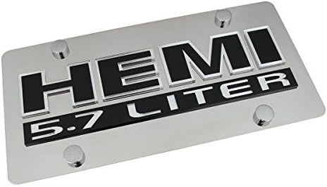 Hemi 5.7 Liter Name Badge On Polished Stainless Steel License Plate