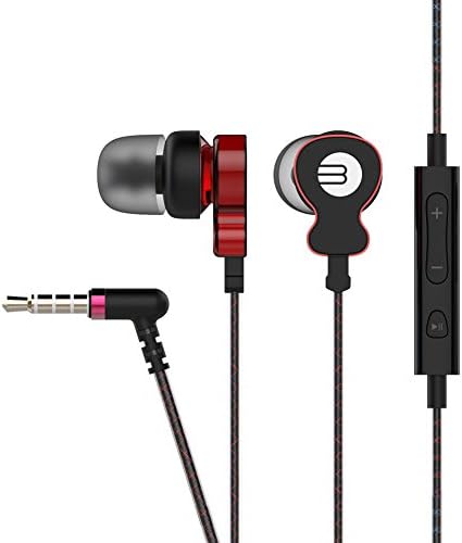 In Ear Headphones, Vomercy Wired Earphones Earbuds, Deep Bass HiFi Stereo Headphones with Built-in Mic, Volume Control, Red