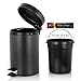 Fortune Candy Small Step Trash Can, Garbage Can with Lid, Trash Can for Bathroom / Limited Space (Black)