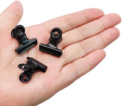 ESFUN 30 Pack Small Bulldog Clips Hinge Clip 1 inch Metal Binder Clips File Paper Money Clamps for Office and Home Kitchen(Black,22mm)