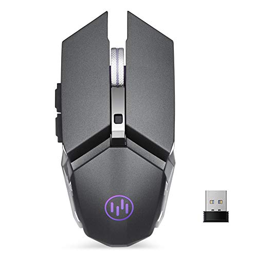 VEGCOO C18 Wireless Gaming Mouse, 2.4G Rechargeable Ergonomic Optical Portable Mobile Mice with Adjustable DPI Level, USB Nano Receiver Compatible with Notebook, PC, Laptop, Computer, MacBook - Black - Thumbnail 6
