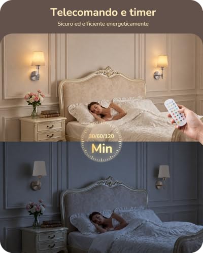 EDISHINE Wireless Wall Sconce with Remote Control, 12 RGB Colors | Set of 2 Dimmable Magnetic LED Rechargeable Wall Lamps, 3000-6500K, Timer, for Bedroom, Staircase