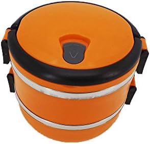 Duo Teng Lunch Box Bento Box Stainless Steel 2-Layeres,Stackable, Reusable Containers,BPA Free,Orange