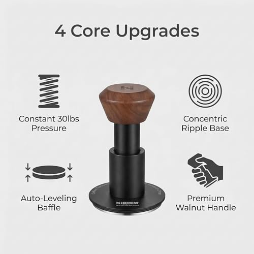 HiBREW 58mm Professional Espresso Tamper with Calibrated Spring, Self-Leveling, Anodized Aluminum & Stainless Steel Base for H10A