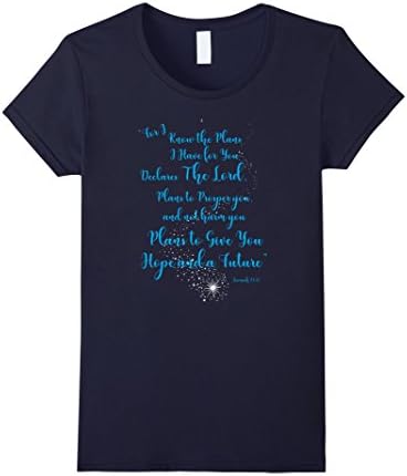 Women's Jeremiah Bible Quote Shirt Religious Christian God 29:11 Large Navy