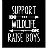 Support Wildlife Raise Boys Arrows Vinyl Decal | White | Made in USA by Foxtail Decals | for Car Windows, Tablets, Laptops, Water Bottles, etc. | 4.2 x 4.75inch