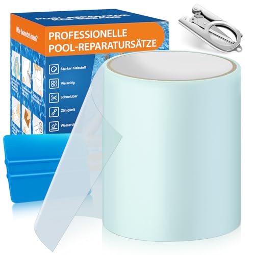 AQhui Pool Repair Kit, Transparent Underwater Tape, 10 cm x 250 cm, Pool Patches, Self-Adhesive, Waterproof Flex Tape, PVC Sealing Tape Can Be Used as a Replacement for Adhesive, Sealant
