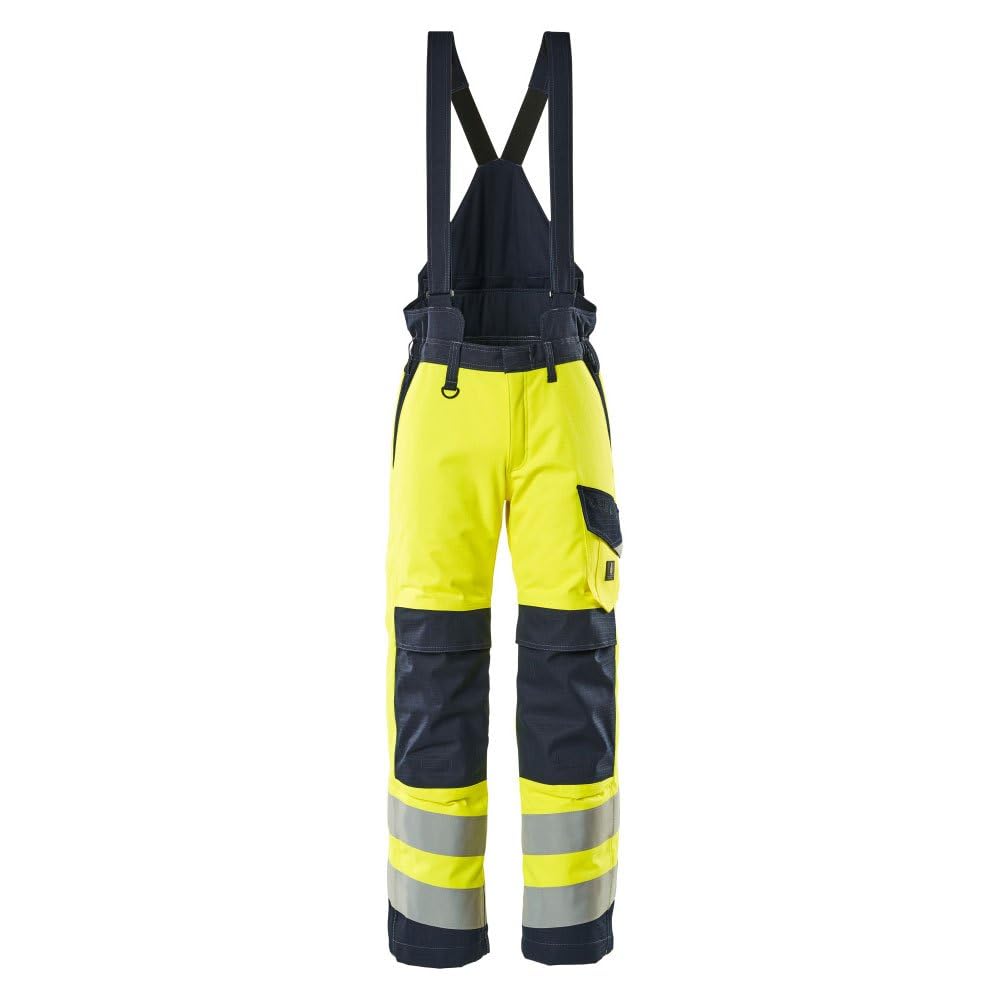 Mascot 13892-217-17010 Renens Multisafe Quilted Lining Removable Braces Waterproof Multi Protective Winter Trouser, Size 2XL, Hi-Vis Yellow/Dark Navy