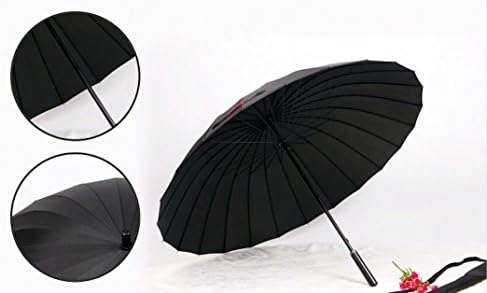 HANBUN Manual Open &amp; Close Straight Umbrella Windproof Big Umbrella with 24 Ribs, Durable and Strong Enough for the wind and rain, Retro &amp; British style ,Carrying Bag included HU012 (RED)