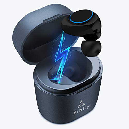 Arbily Wireless Bluetooth Earbud, Bluetooth Single Earphone with Mic Cordless Earbud with Charging Case,Waterproof Bluetooth Earphone for Running Noise Cancelling Sport Headphone for iPhone Android