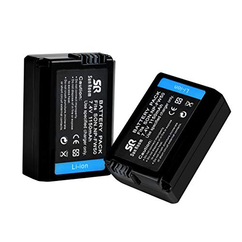 NPFW50 SR 2Pack Camera Battery for Sony A6000, A6500, A6300, A7, A7II