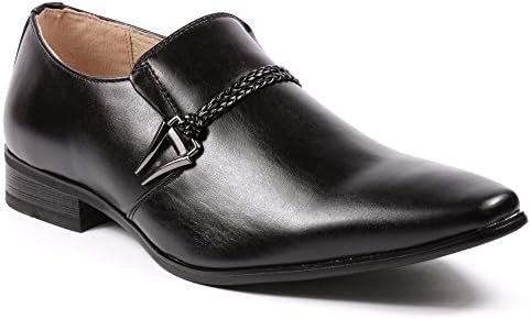 Magestik Men's Black Buckle Strap Slip On Loafers Dress Shoes (8)