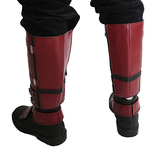 xcoser DP Wade Wilson Shoes Deluxe Black Red PU Adult Cosplay Costume Boots Accessory Prop 45