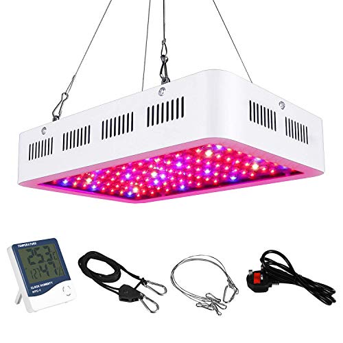 fam famgizmo 600W LED Plant Grow Light,Double Chips Full Spectrum Plant Light for Indoor Plants Veg and Flower,with Thermometer Humidity Monitor,with Adjustable Rope- 600W(10W LEDs 60Pcs)