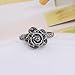 Shefashion Women's Vintage Black Marcasite Rose Flower Rings Size 7-10