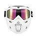 KKmoon Mortorcycle Mask Detachable Goggles and Mouth Filter for Open Face Helmet Motocross Ski Snowboard (White)
