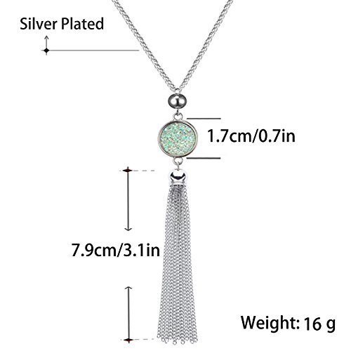 Sweater Chain and Tassel Long Necklace Bar Y Lariat Drop Pendant for Women