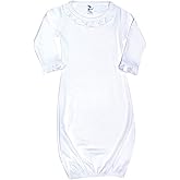 Laughing Giraffe Baby Blank Long Sleeve Ruffle-Trim Sleeper Gown White (0-3 Months -3807)